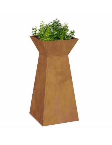 Саксия с колона 2 pcs Сребрист 35 x 35 x 73 см Стомана