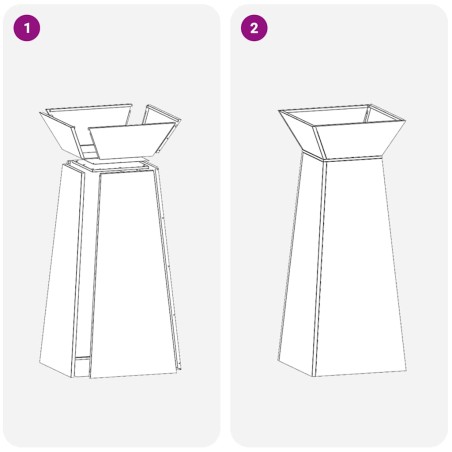 Саксия с колона Черно 40 x 40 x 100 cm Стомана