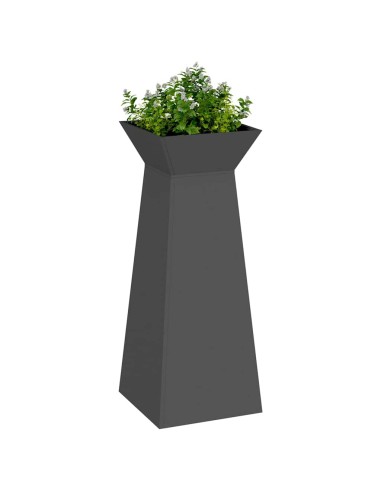 Саксия с колона 2 pcs Черно 40 x 40 x 100 cm Стомана