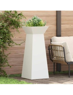 Саксия с колона Бяло 40 x 40 x 100 cm Стомана
