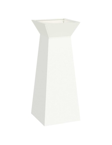 Саксия с колона Бяло 40 x 40 x 100 cm Стомана