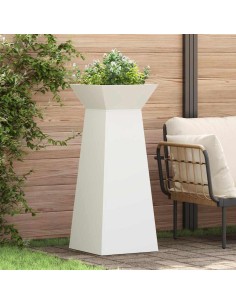 Саксия с колона 2 pcs Бяло 40 x 40 x 100 cm Стомана