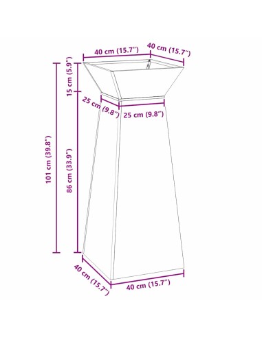Саксия с колона Антрацит 40 x 40 x 100 cm Стомана