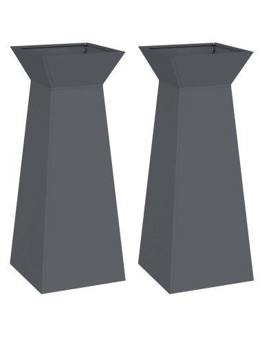 Саксия с колона 2 pcs Антрацит 40 x 40 x 100 cm Стомана