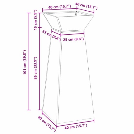 Саксия с колона 2 pcs Антрацит 40 x 40 x 100 cm Стомана
