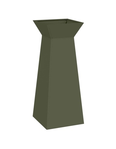 Саксия с колона 2 pcs Маслинено 40 x 40 x 100 cm Стомана