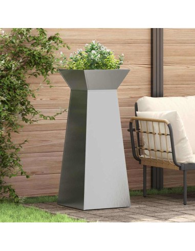 Саксия с колона Сребрист 40 x 40 x 100 cm Стомана
