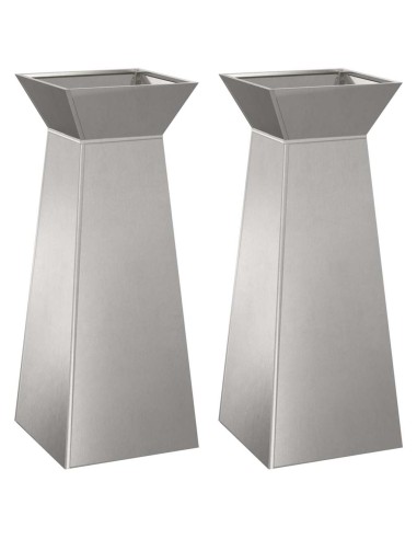 Саксия с колона 2 pcs Сребрист 40 x 40 x 100 cm Стомана