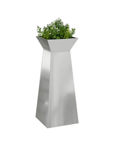 Саксия с колона Сребрист 40 x 40 x 100 cm Стомана
