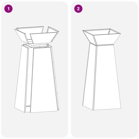 Саксия с колона 2 pcs Сребрист 40 x 40 x 100 cm Стомана