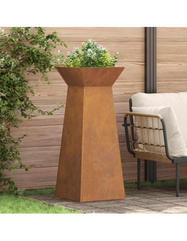 Саксия с колона 2 pcs Сребрист 40 x 40 x 100 cm Стомана