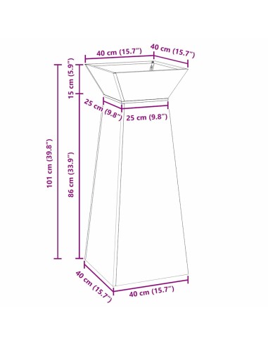 Саксия с колона 2 pcs Сребрист 40 x 40 x 100 cm Стомана