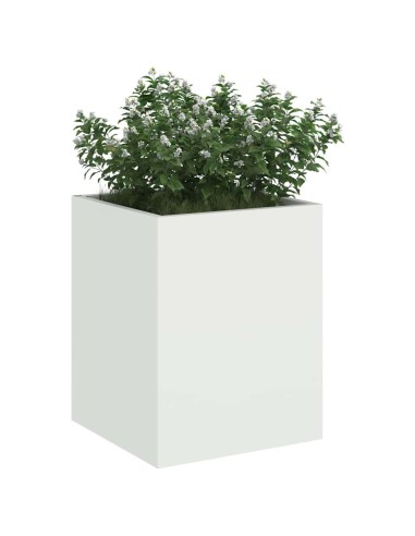 Градинска саксия Бяло 32 x 32 x 40 см Студено валцована стомана