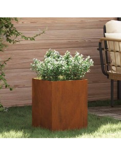 Градинска саксия Кафяво 32 x 32 x 40 см Патинирана стомана