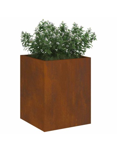 Градинска саксия Кафяво 32 x 32 x 40 см Патинирана стомана