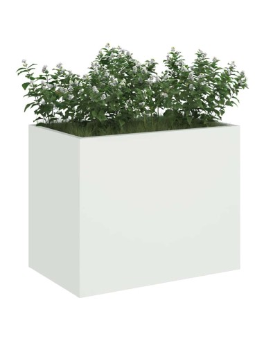 Градинска саксия Бяло 50 x 32 x 40 см Студено валцована стомана