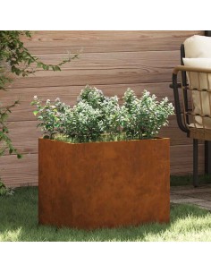 Градинска саксия Кафяво 50 x 32 x 40 см Патинирана стомана