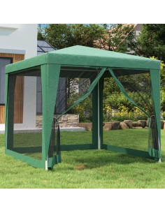 Парти палатка с 4 мрежести странични стени зелена 2,5x2,5м HDPE