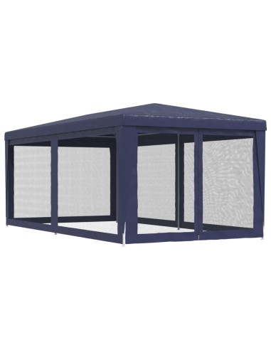 Парти палатка с 6 мрежести странични стени, синя, 3x6 м, HDPE