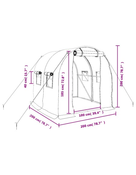 Оранжерия със стоманена рамка зелена 4 м² 2x2x2 м