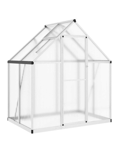 Оранжерия с основа рамка сребрист 169x114x195 см алуминий