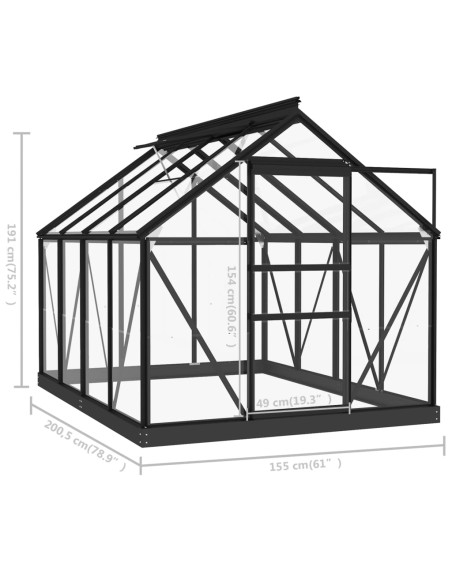 Оранжерия рамка за смяна антрацит 155x103x191 см алуминий