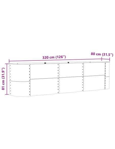 Градинска повдигната леха Зелена 320x80x81 см от поцинкована стомана