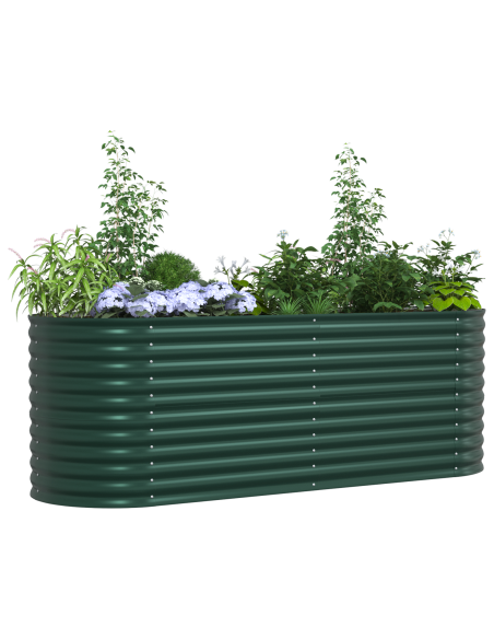 Градинска повдигната леха vidaXL, зелена, 240x80x81 см, от поцинкована стомана