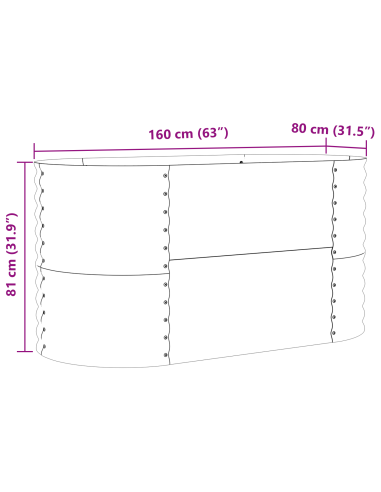 Градинска повдигната леха Зелена 160x80x81 см от поцинкована стомана