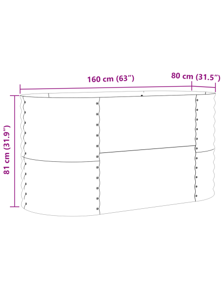 Градинска повдигната леха Зелена 160x80x81 см от поцинкована стомана