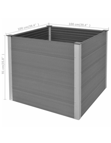 Градинска повдигната леха, WPC, 100x100x91 см, сива