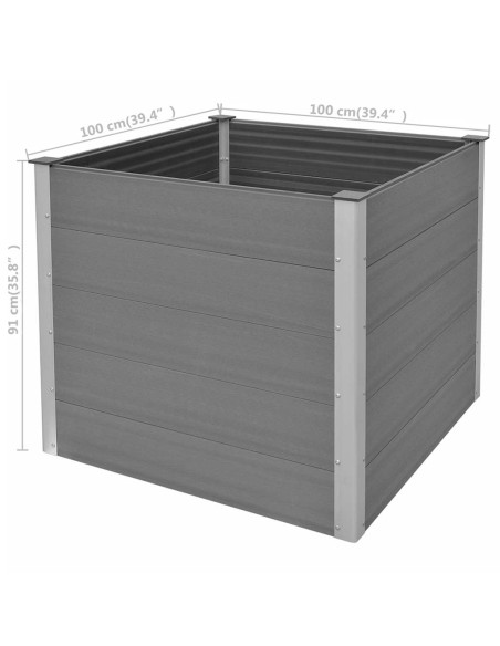Градинска повдигната леха, WPC, 100x100x91 см, сива