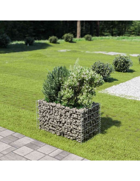 Габион повдигната леха, поцинкована стомана, 90x50x50 cм
