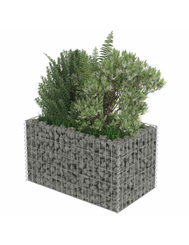 Габион повдигната леха, поцинкована стомана, 90x50x50 cм