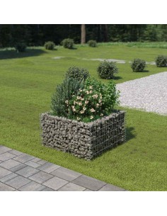 Габион повдигната леха, поцинкована стомана, 90x90x50 cм