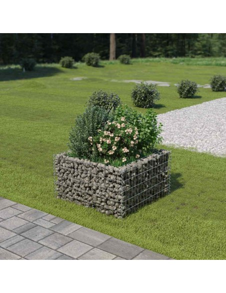 Габион повдигната леха, поцинкована стомана, 90x90x50 cм