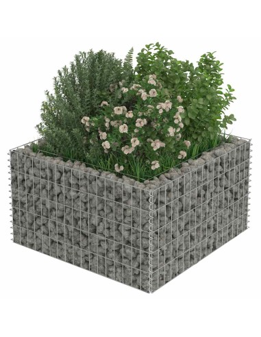 Габион повдигната леха, поцинкована стомана, 90x90x50 cм