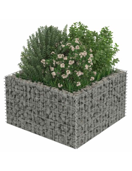 Габион повдигната леха, поцинкована стомана, 90x90x50 cм
