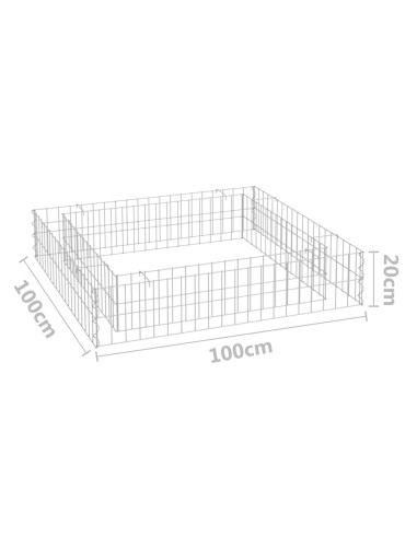 Габион повдигната леха, поцинкована стомана, 100x100x20 см