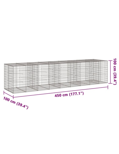 Габионна кошница с покритие, 450x100x100 см, поцинковано желязо