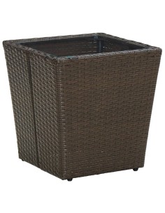 Маса за чай кафява 41,5x41,5x43 см полиратан и закалено стъкло