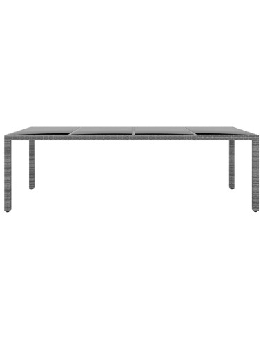 Градинска маса 250x100x75 см закалено стъкло и полиратан сива