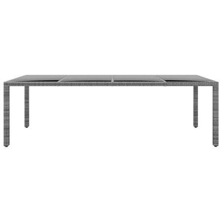 Градинска маса 250x100x75 см закалено стъкло и полиратан сива