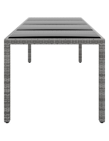Градинска маса 250x100x75 см закалено стъкло и полиратан сива