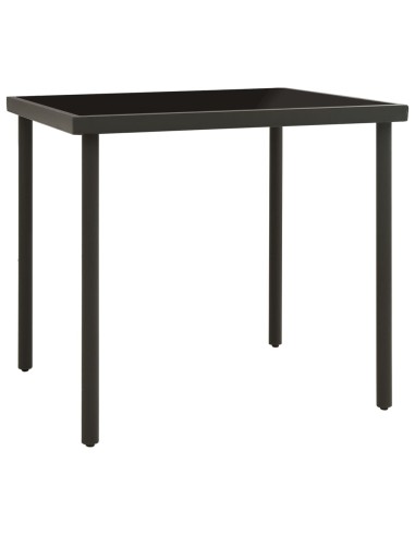 Градинска трапезна маса, антрацит 80x80x72 cм стъкло и стомана