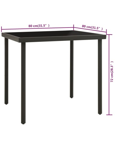 Градинска трапезна маса, антрацит 80x80x72 cм стъкло и стомана