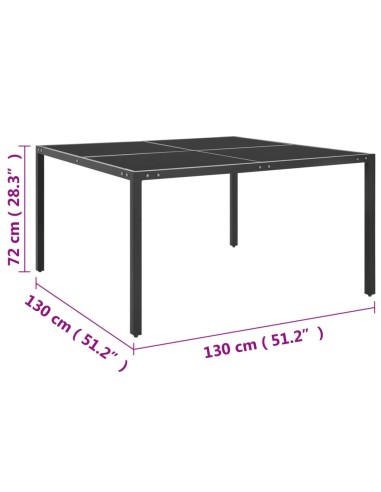 Градинска маса антрацит 130x130x72 cм стомана и стъкло