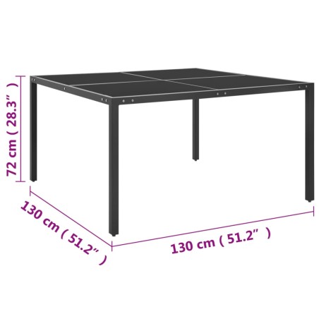 Градинска маса антрацит 130x130x72 cм стомана и стъкло