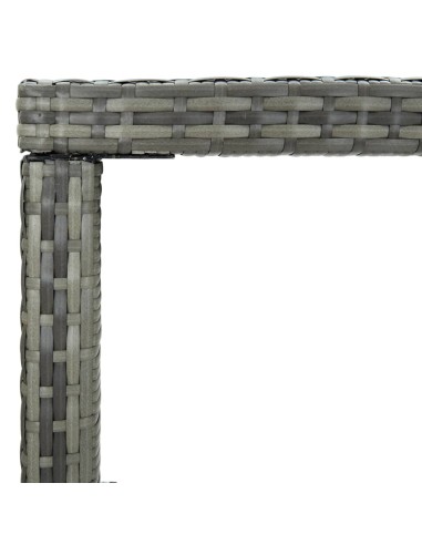 Градинска бар маса, сива, 130x60x110 см, полиратан и стъкло