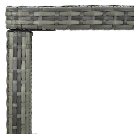 Градинска бар маса, сива, 130x60x110 см, полиратан и стъкло